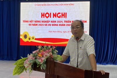 UBND phường Điện Nam Đông tổ chức hội nghị tổng kết sản xuất nông nghiệp năm 2024; triển khai kế hoạch sản xuất nông nghiệp năm 2025 và vụ đông xuân năm 2024-2025.